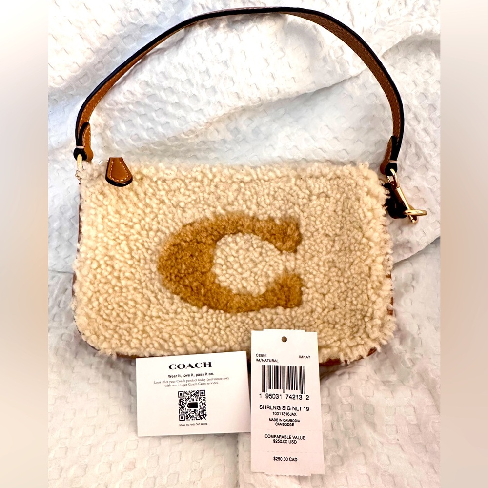 COACH CE691 Nolita 19 In Shearling And Leather With Coach Motif Gold/Nat…